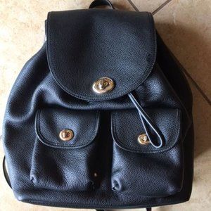 Coach 37582 Turnlock Rucksack Backpack with Polished Pebble Black Leather NEW